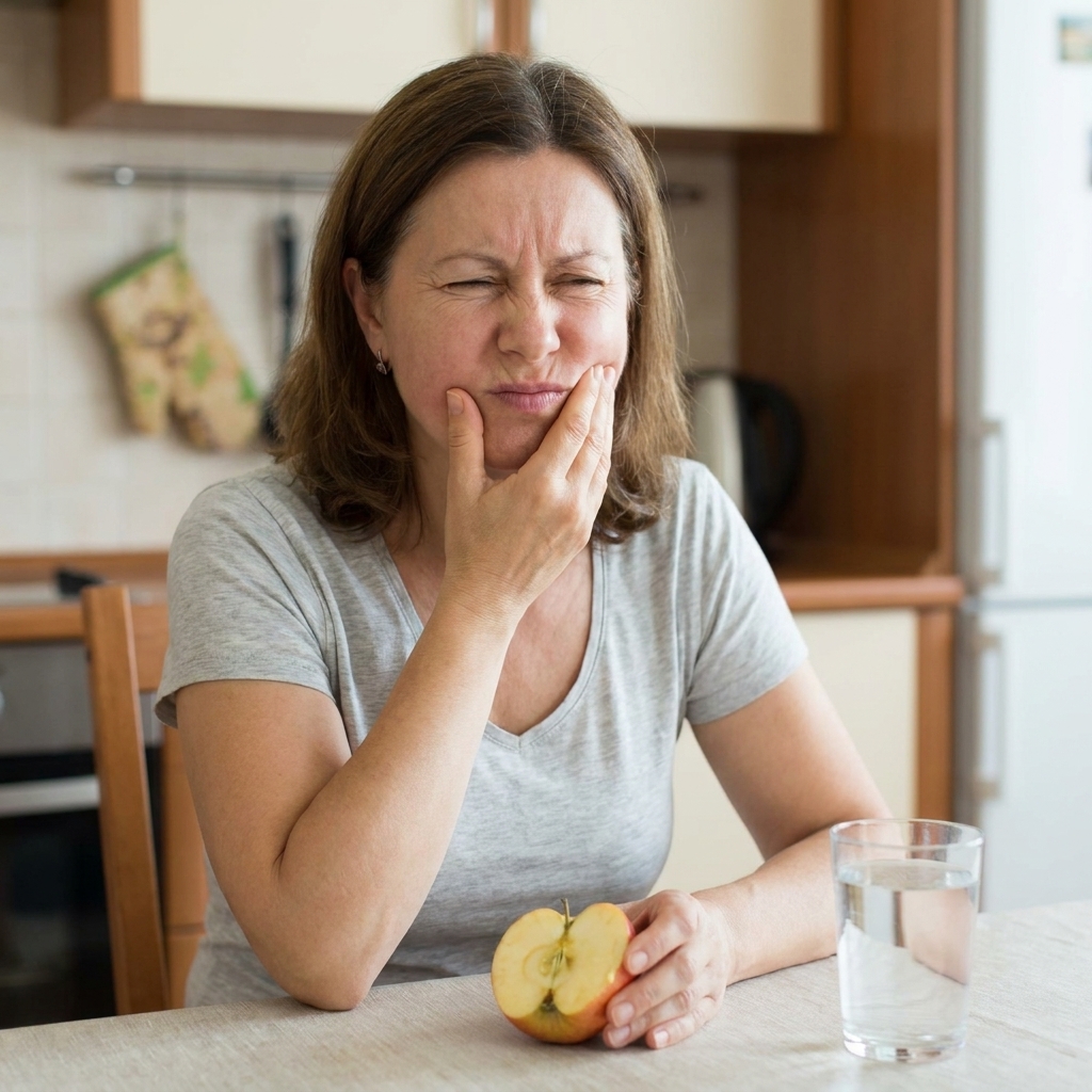 Person holding their jaw in discomfort showing common signs of dental problems that need general dentistry treatment at Marshall H. Brown DDS Fort Worth TX